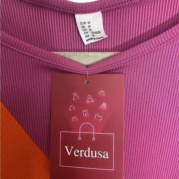 NWT Verdusa Women's Color Block Drawstring Ruched Ribbed Bodycon Dress .Size M - Picture 9 of 10